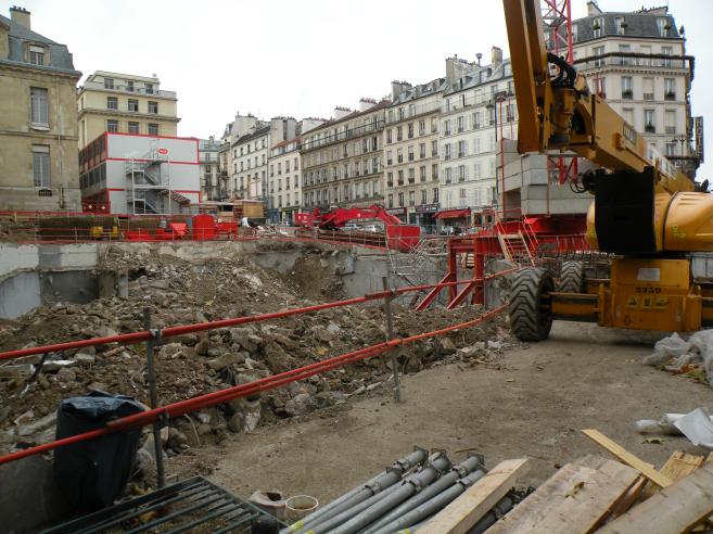  chantier de construction d'immeuble, rue Jussieu
