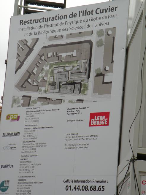  pancarte dcrivant la restructuration de l'lot Cuvier