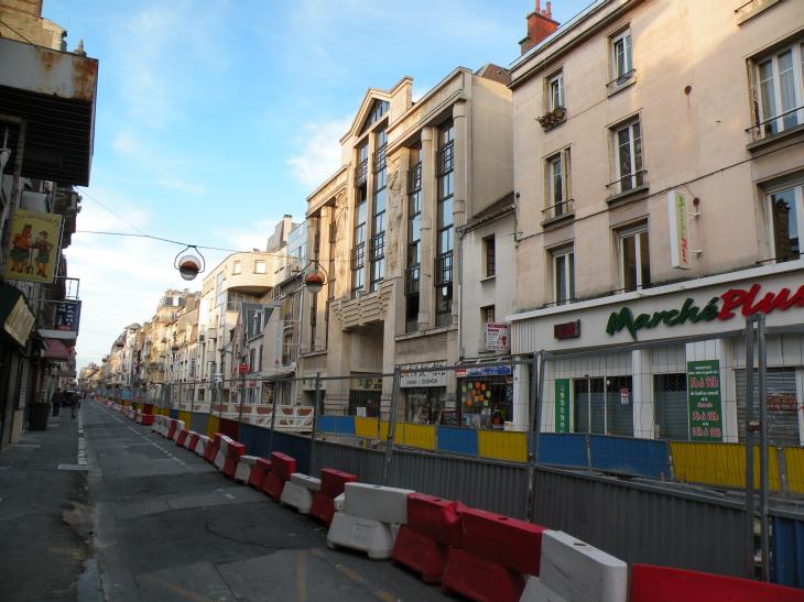  le chantier du tramway dans la rue de Vesle
